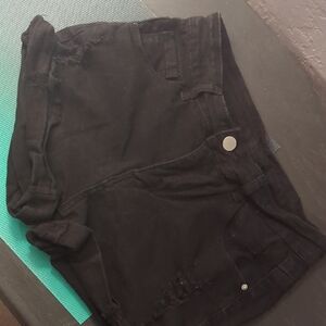 Women's Black Distressed Denim Shorts